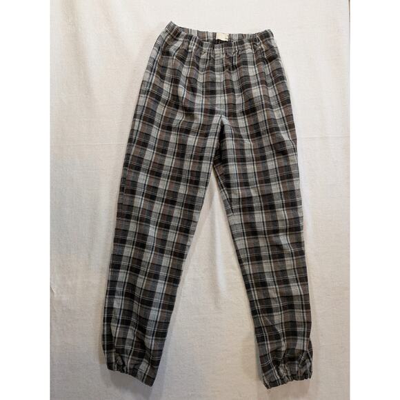 wilfred free brown plaid jogger pants size S poly blend - Picture 2 of 6